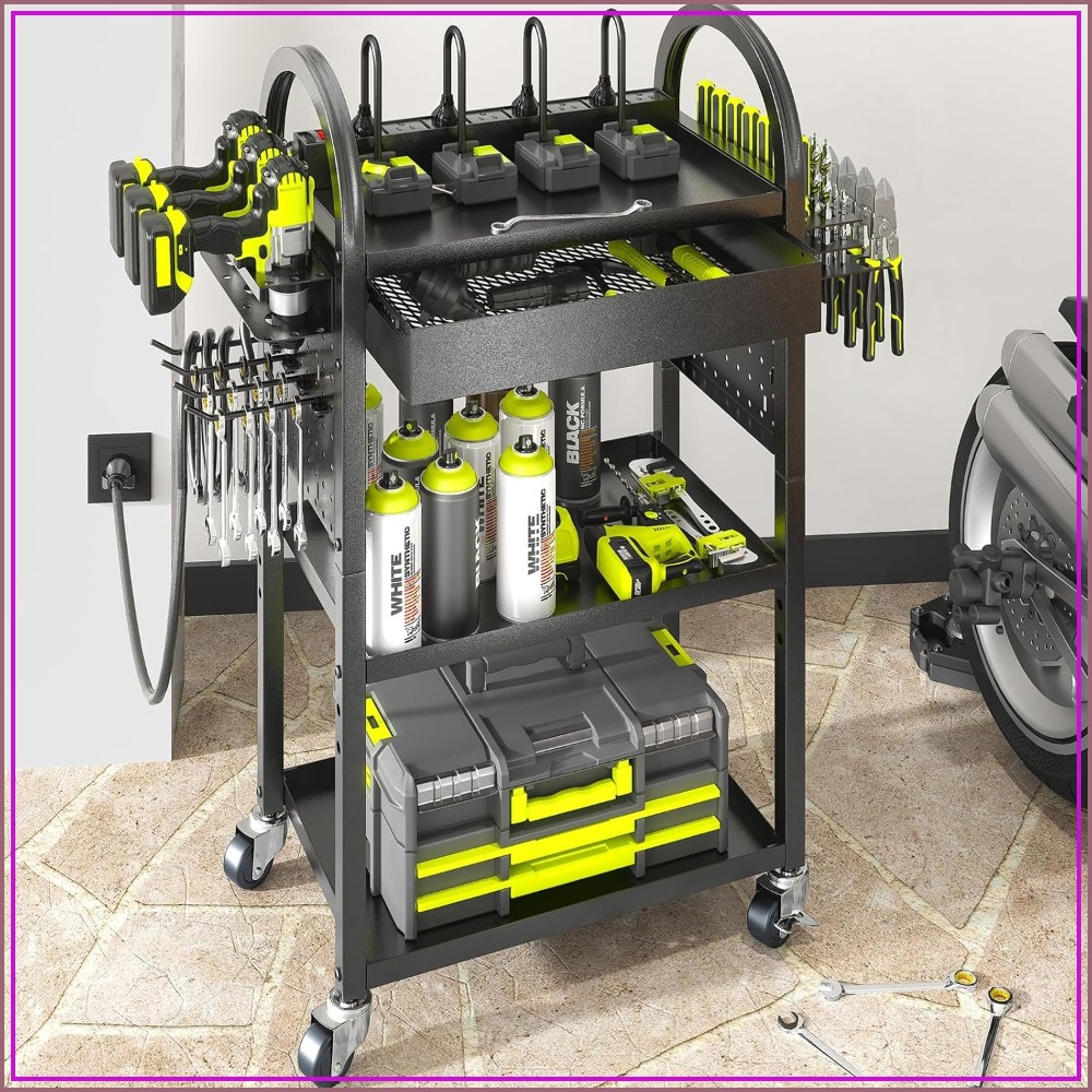 Power Tools Station - Power Tool Cart with Charging Station,